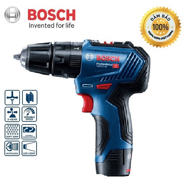 [CHÍNH HÃNG] Máy Khoan Bắt Vít Dùng Pin Bosch GSB 12V-30, Tốc Độ Khoan Nhanh, Tuổi Thọ Cao, Mô-tơ Không Chổi Than