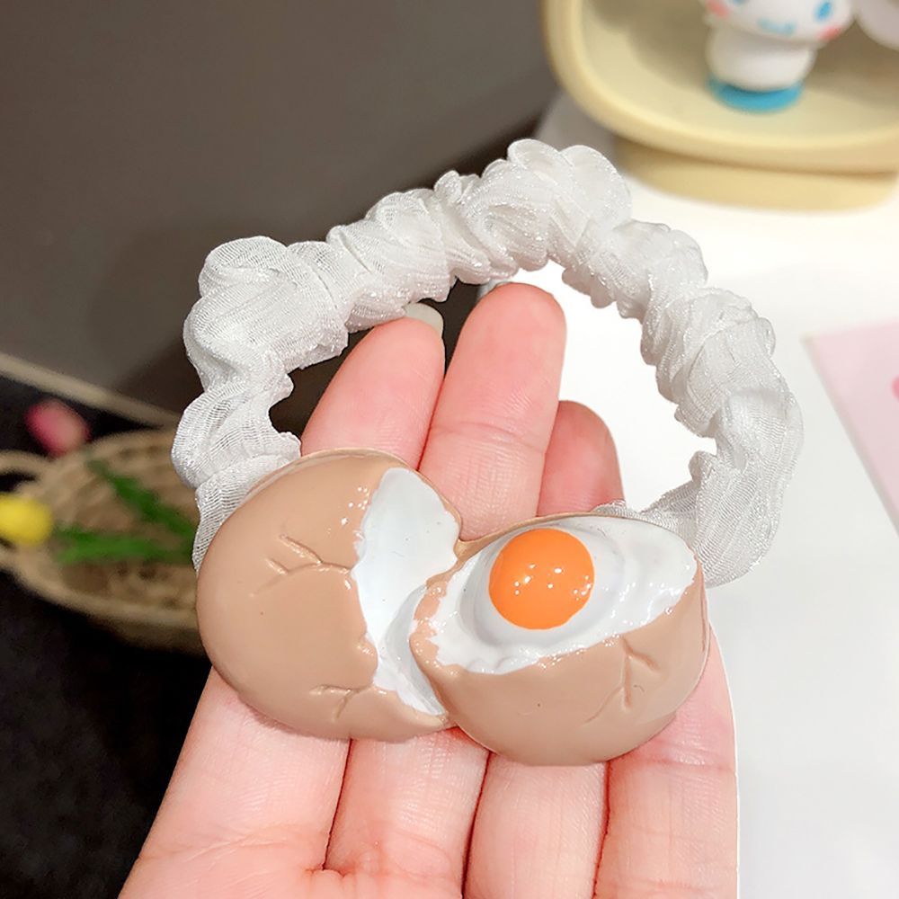 Kẹp tóc/ Dây cột tóc đính phụ kiện hình quả trứng đáng yêu thời trang Hàn Quốc cho nữ (có bán lẻ)