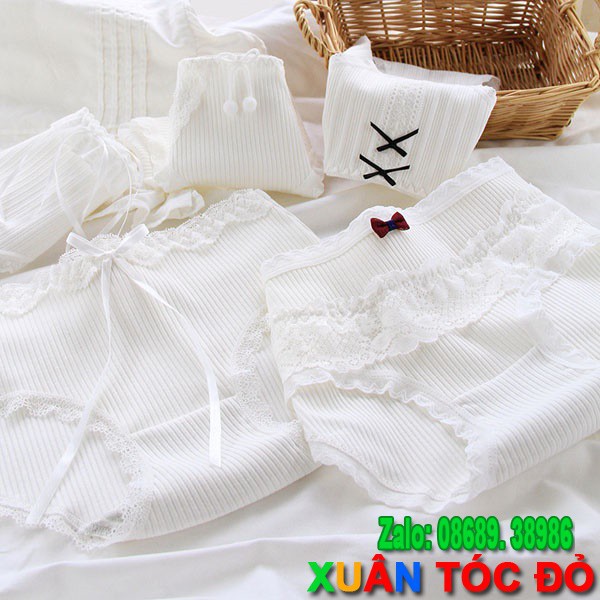 SỈ ZALO RẺ HƠN NHIỀU_ Quần Lót 5 Kiểu Trắng Có Nơ Cực Xịn 5095