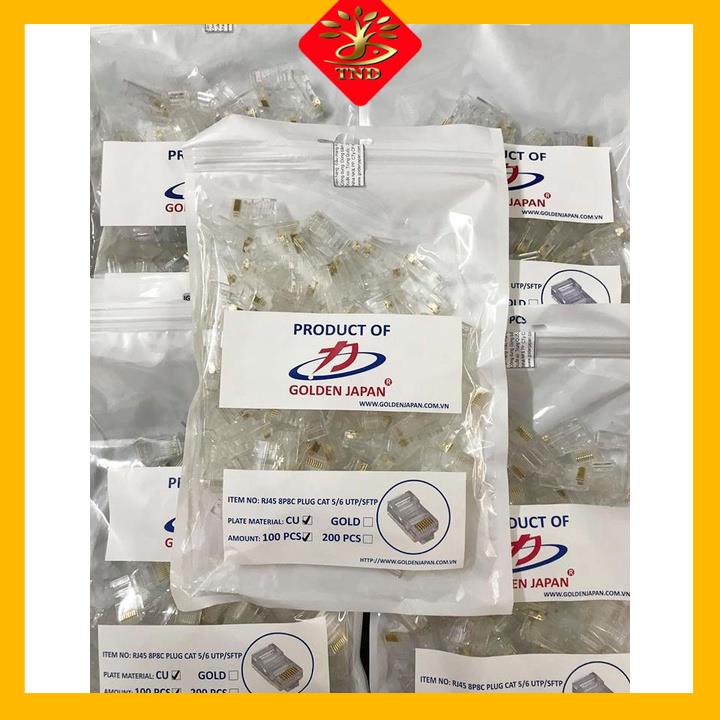 Hạt mạng Rj45 Golden japan túi 100 hạt tốt ARIGATO Đảm Bảo Chất Lượng.HMGJ