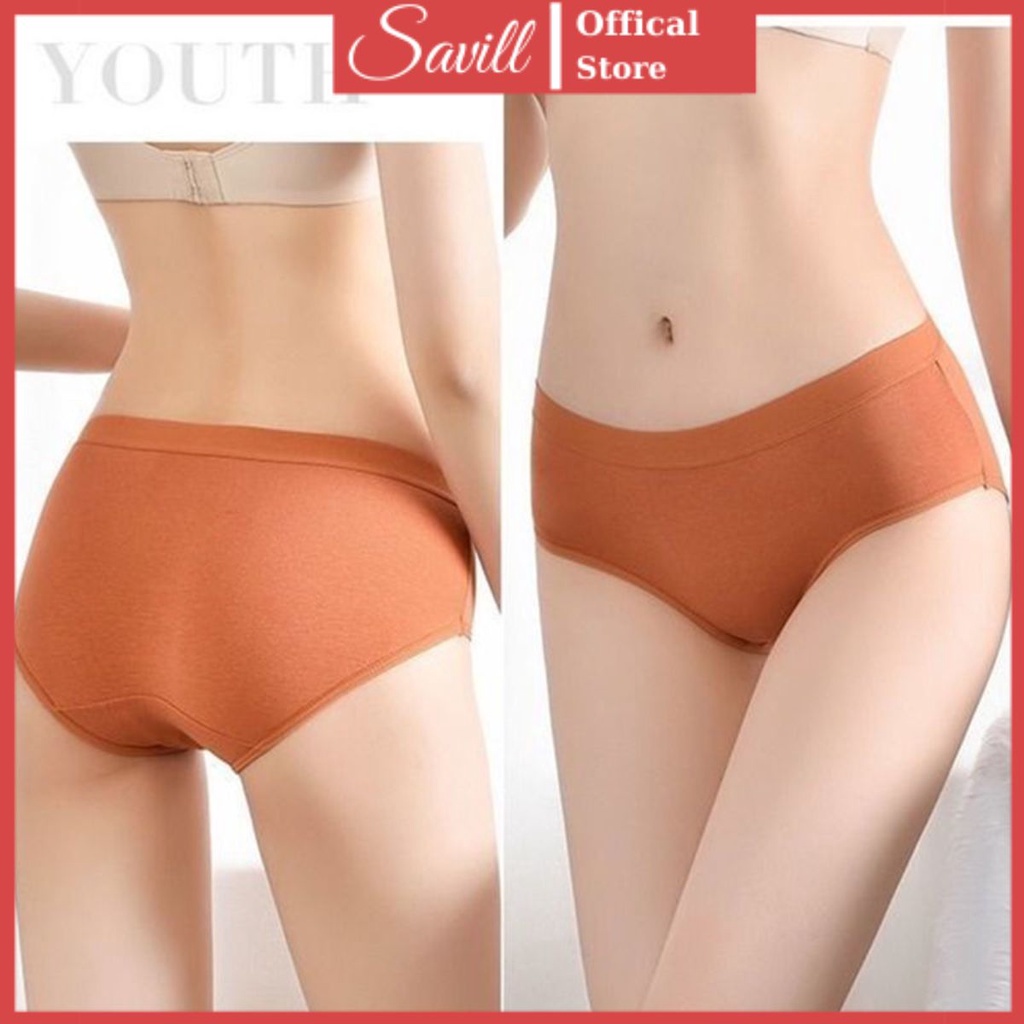 Quần lót nữ lưng chun, Quần lót cotton đáy may kháng khuẩn, điệu đà thoáng mịn SAVILL LA06