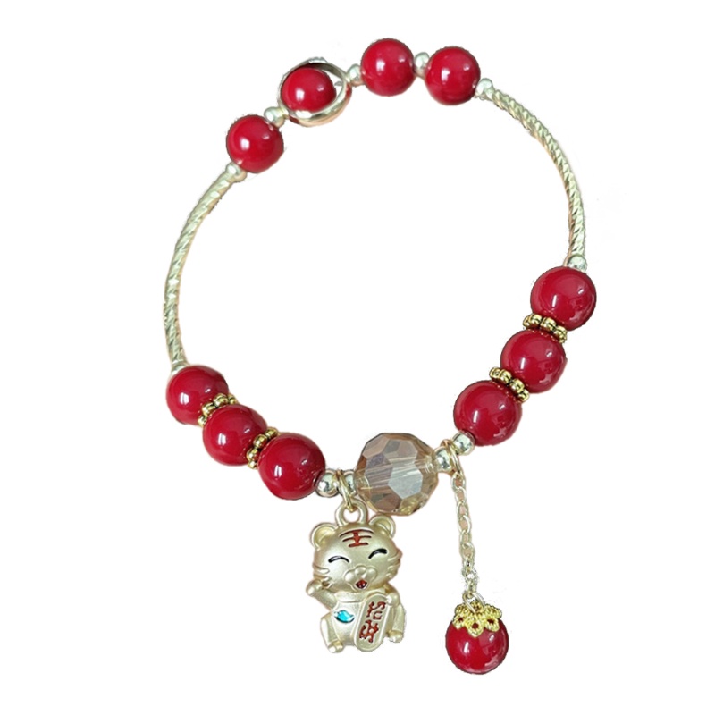 Vòng Tay Chuỗi Hạt Đá Tự Nhiên Mặt Hình Năm Mới 2022 Phong Cách Trung Hoa