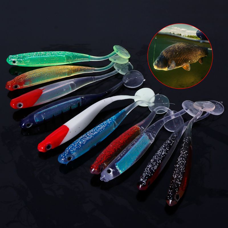 QQ Set 10 Mồi Câu Cá Giả Bằng Silicon Mềm Màu Cầu Vồng