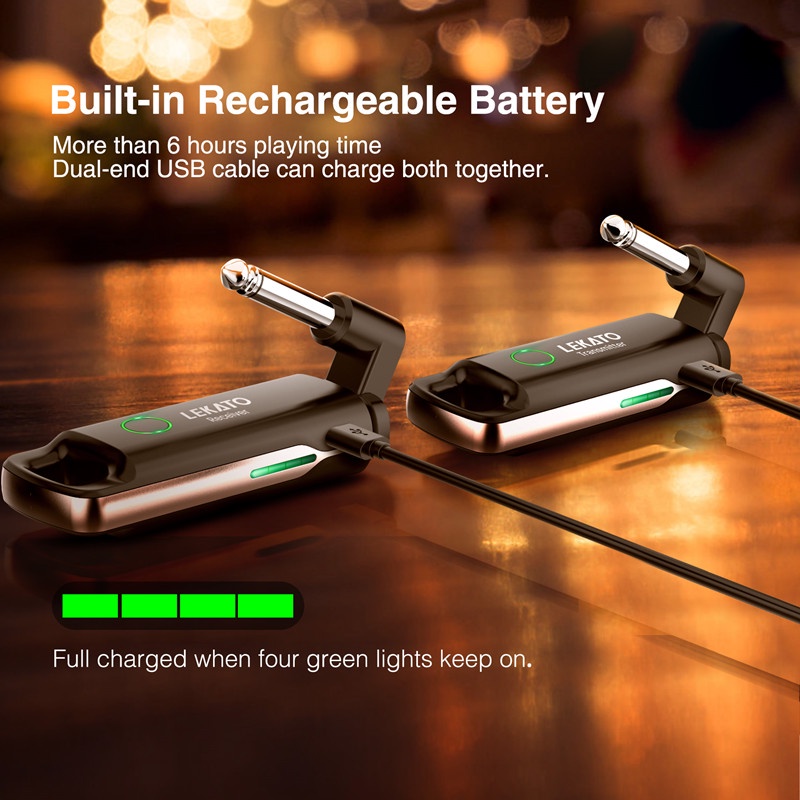 Bộ thu phát tín hiệu LEKATO WS-70 không dây hệ thống đàn guitar với 70 kênh