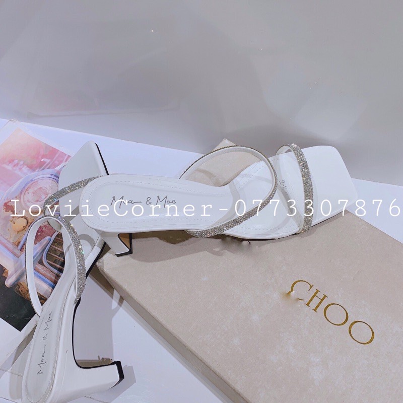 DÉP CAO GÓT LOVIIECORNER - GUỐC NỮ THỜI TRANG QUAI MẢNH - DÉP GUỐC NỮ QUAI MẢNH ĐẾ VUÔNG ĐÍNH ĐÁ D210109 D190907