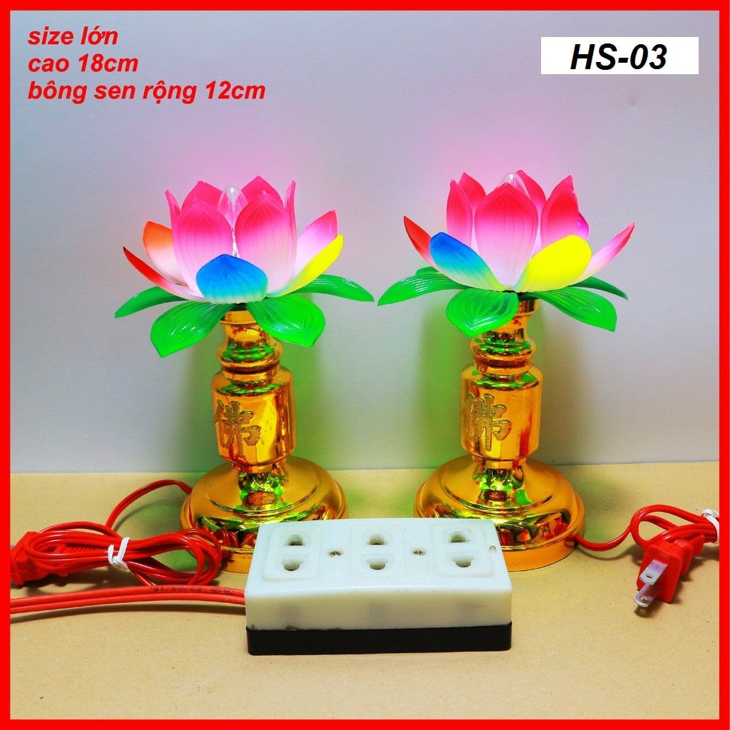 BỘ ĐÈN HOA SEN ĐỂ BÀN THỜ HS-03