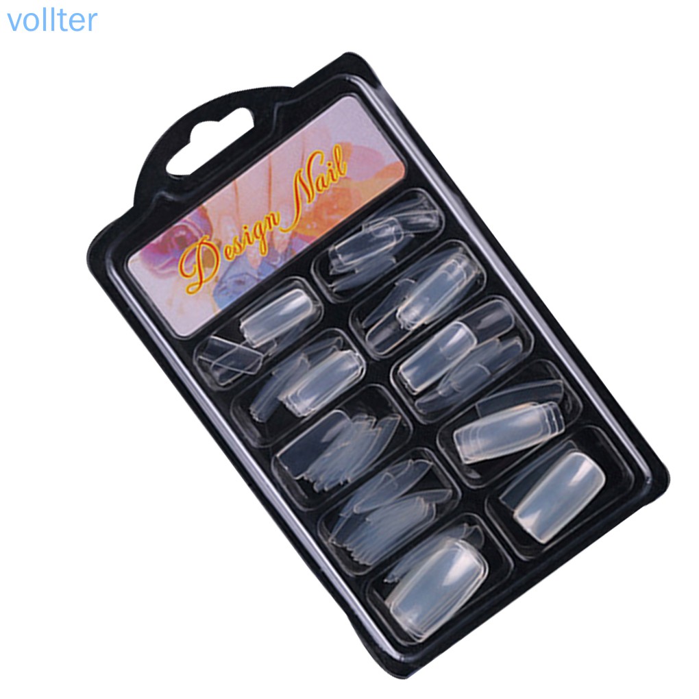 [Hàng mới về] Set 100 Móng Tay Giả Bằng Nhựa Màu Trơn Kiểu Pháp