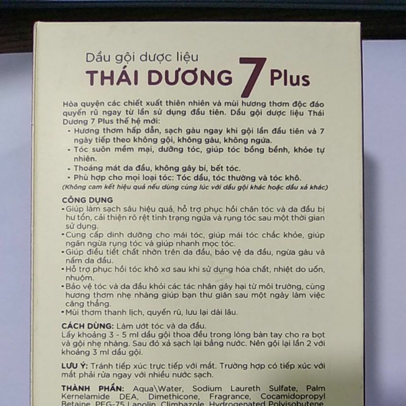 Dầu gội dược liệu Thái Dương 3_ 7 và 7 plus
