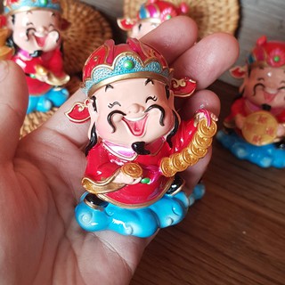 TƯỢNG CHIBI THẦN TÀI CẦM XÂU TIỀN VÀNG 7.5CM