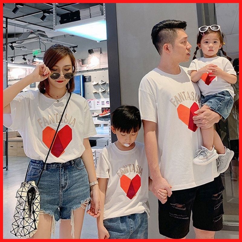 Áo Thun Đồng Phục Gia Đình In Họa Tiết Chữ FANTASIA Màu Trắng DLX