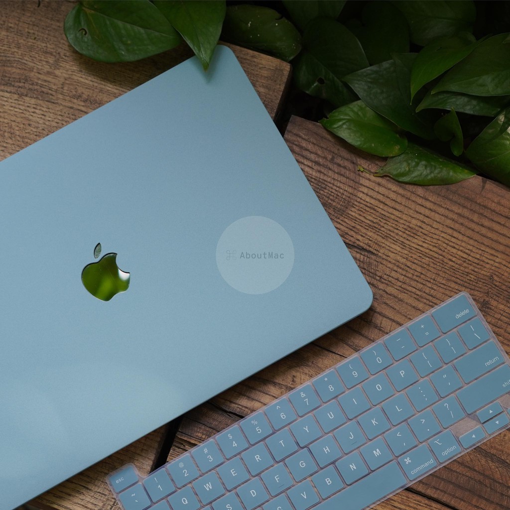 COMBO Ốp + Phủ Phím Macbook Xanh Pastel (Tặng Kèm Nút Chống Bụi + Bộ kẹp chống gãy sạc)