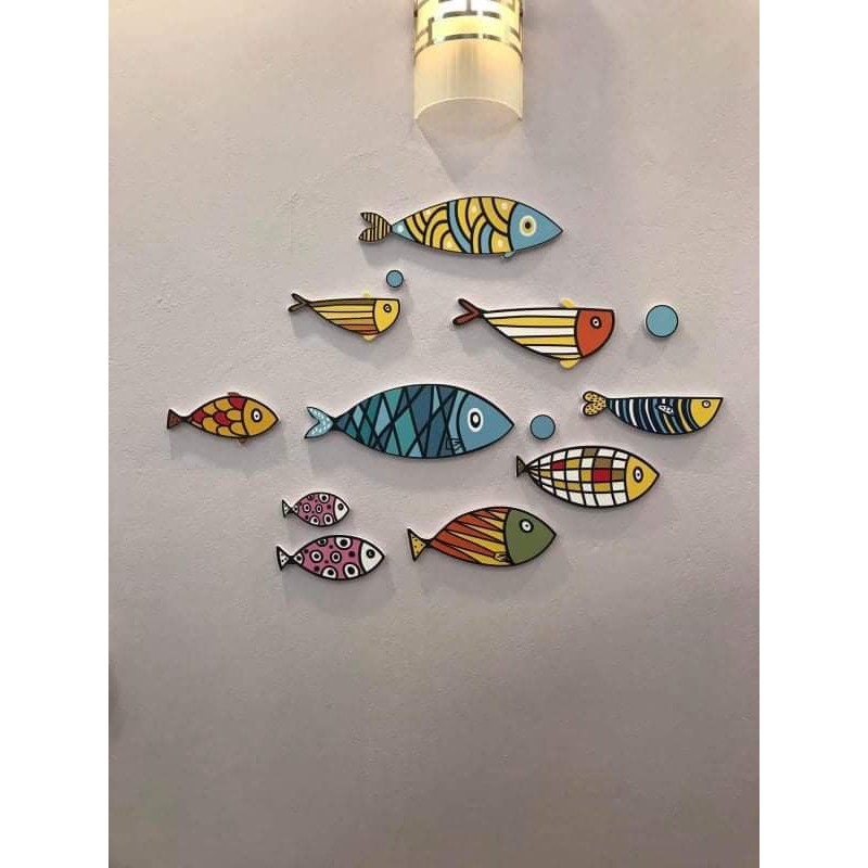 Bộ cá trang trí Color fishes gắn tường phong cách Nhật Bản