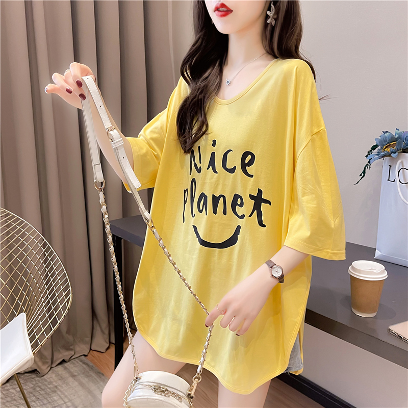 Đầm Thun Tay Ngắn Dáng Dài Vải Cotton Kiểu Hàn Quốc Dễ Thương