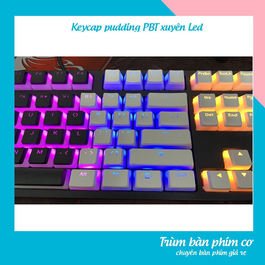 [Ảnh thật + Video] Set Bộ Keycap Pudding PBT 108  Phím Xuyên Led Cực Rẻ