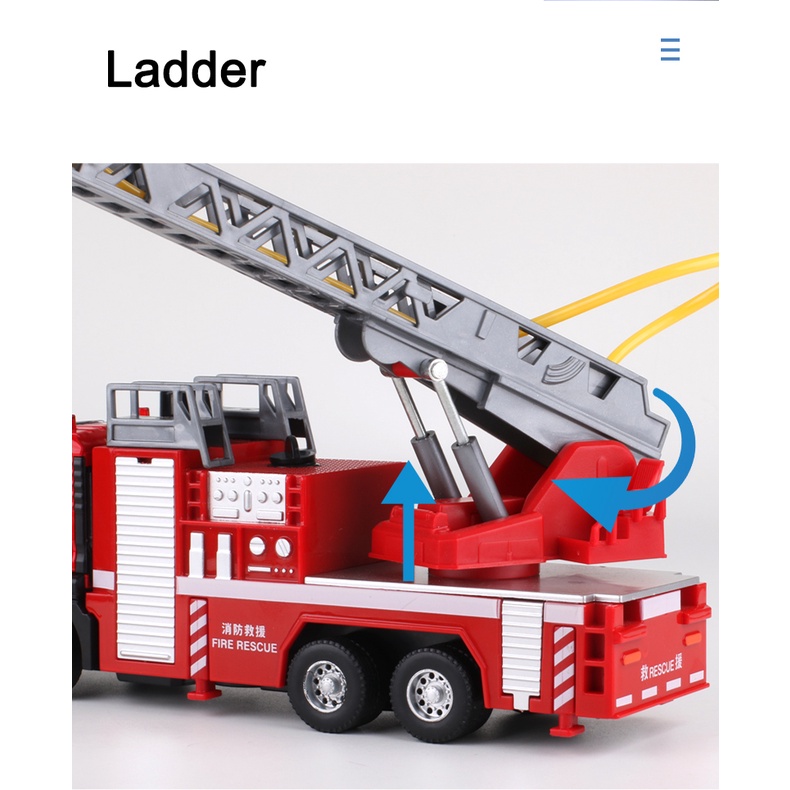Mô Hình Xe Cứu Hỏa 1:50 Bằng Hợp Kim Có Đèn Và Âm Thanh
