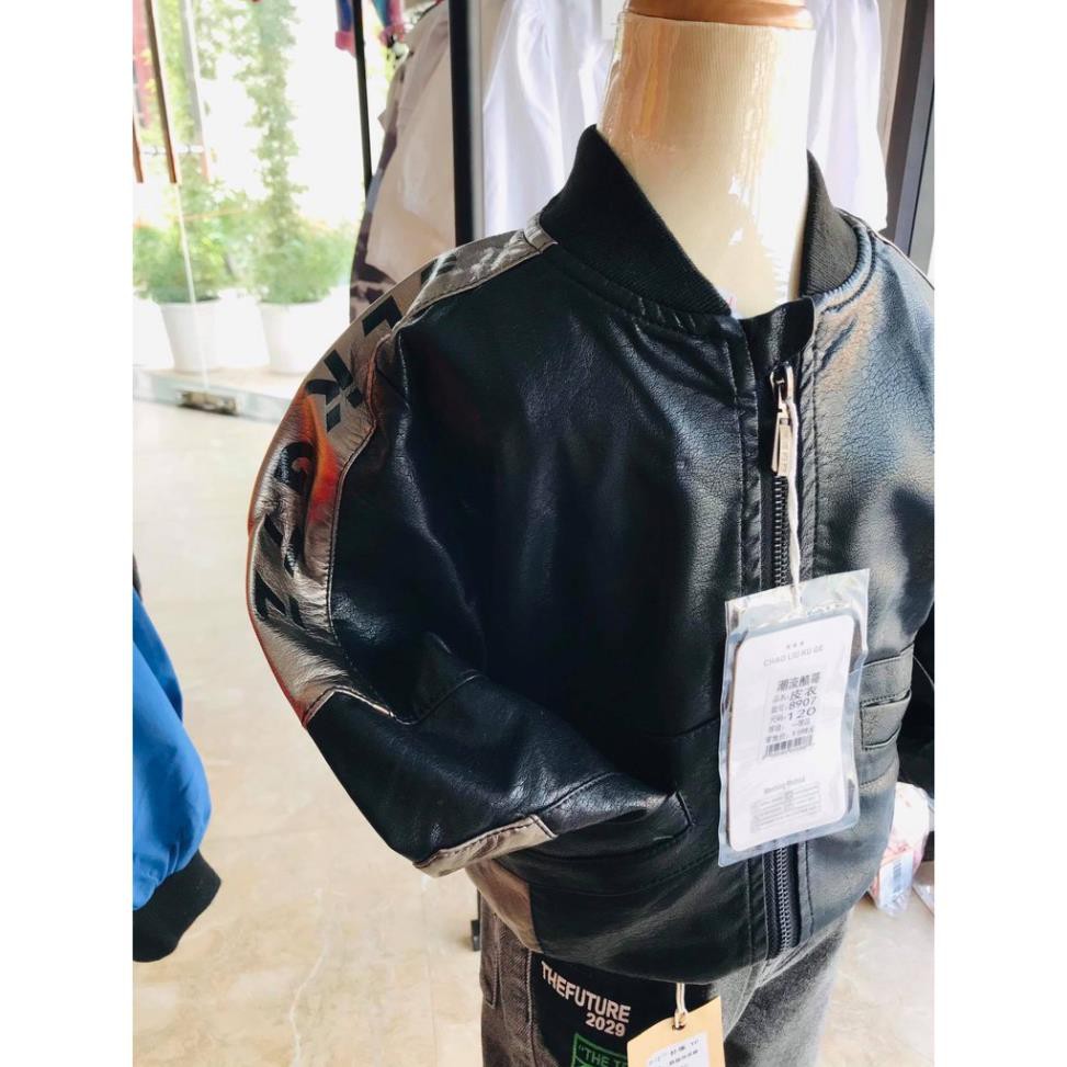 Áo khoác da bomber cho bé trai siêu chất hàng Quảng Châu