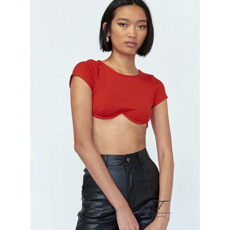 Áo Thun Crop Top Tay Ngắn Cổ Tròn Màu Trơn Thời Trang Mùa Hè CY03