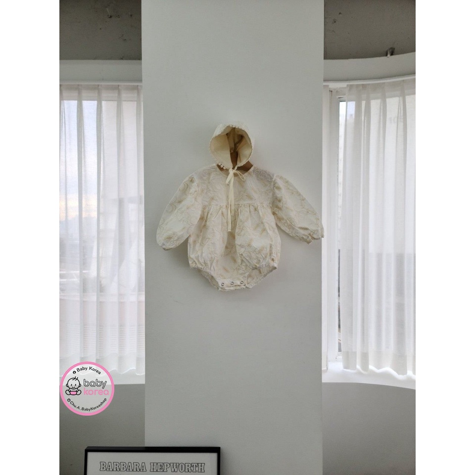 SET SUIT KÈM MŨ BONET THÊU 3D CAO CẤP MADE IN KOREA BÉ GÁI