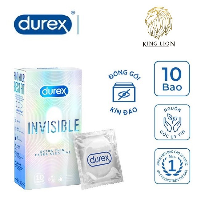 [BAO CAO SU MỎNG NHẤT THẾ GIỚI] Bao cao su DUREX INVISIBLE mỏng, an toàn, uy tín ( 10bao/ 1 hộp bcs)