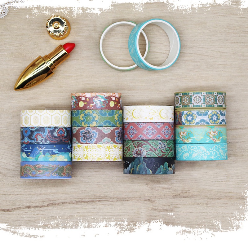 4 Cuộn băng keo washi RUIXIANG phong cách Trung Hoa cổ điển dùng trang trí sổ tay