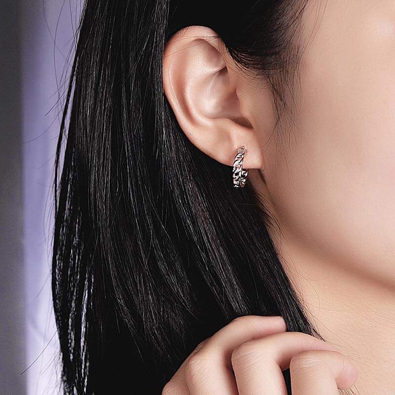 Khuyên tai bạc Khuyên móc xích đơn cổ điển phong cách Van jewelry V10168