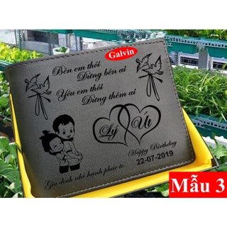 Ví da bò nam khắc tên
