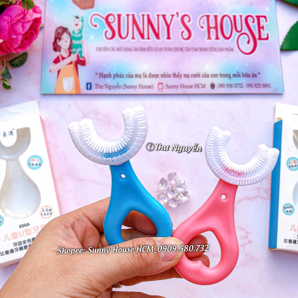 Bàn chải đánh răng silicon chữ U thông minh cho bé từ 2 - 6 tuổi