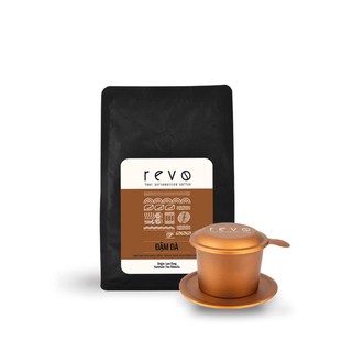 Combo cà phê rang xay nguyên chất và phin mạ màu - Revo Đậm Đà