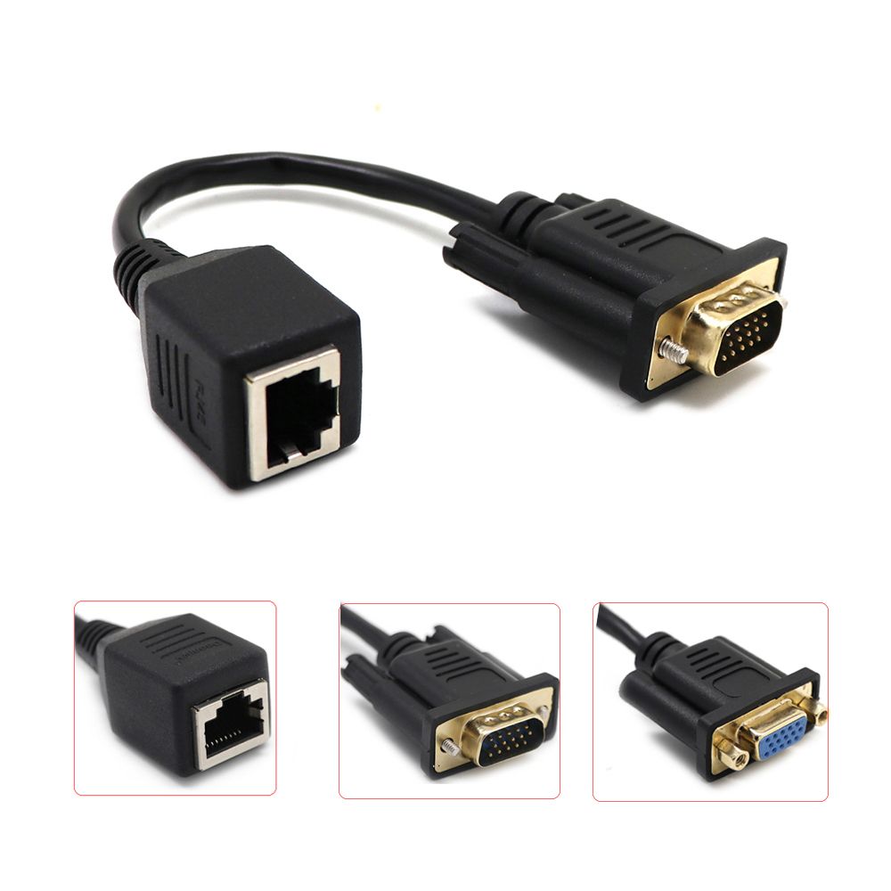 Đầu Chuyển Đổi Vga Sang Rj45 Cat5 Cat6 Màu Đen Chuyên Dụng