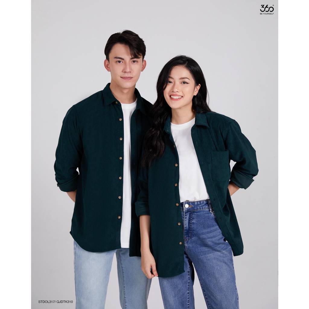 Áo sơ mi nhung tăm Unisex dài tay thương hiệu thời trang 360 Boutique có túi ngực - STDOL317