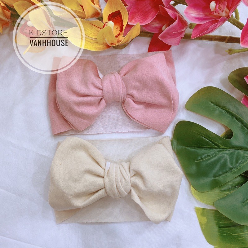 (Ảnh shop chụp thật ) Turban nơ nhung cao cấp cho bé gái (Loại mềm đẹp)