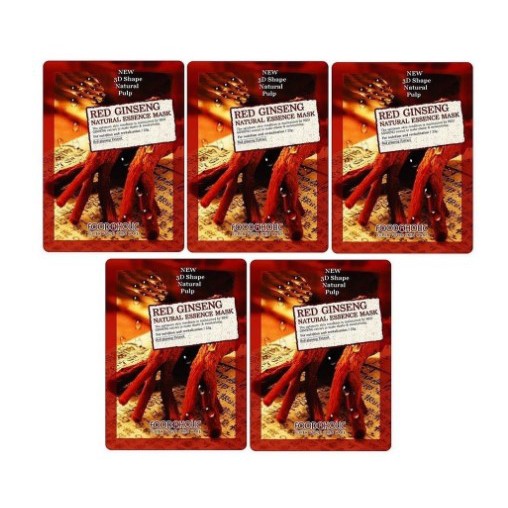 Combo 10 Mặt Nạ Tái Tạo Phục Hồi Da Chiết Xuất Hồng Sâm 3D Foodaholic Red Ginseng Natural Essence Mask 23ml x 10