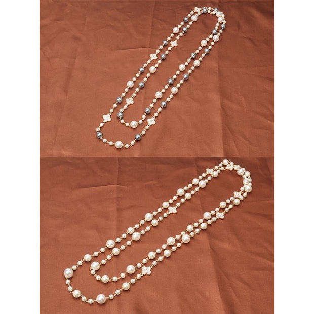 Dây Chuyền Hình Cỏ Bốn Lá Đính Ngọc Trai Nhân Tạo Thời Trang