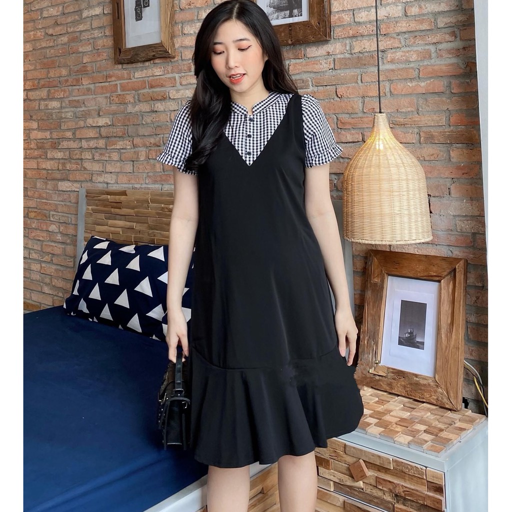 Váy bầu công sở dáng đuôi cá cổ tầu