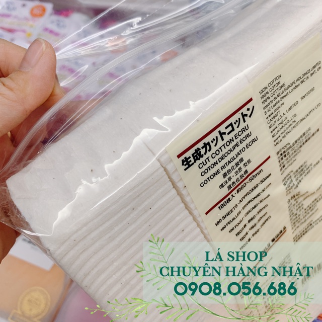Bông tẩy trang hữu cơ Muji Cut Cotton Ecru- 180 miếng | BigBuy360 - bigbuy360.vn