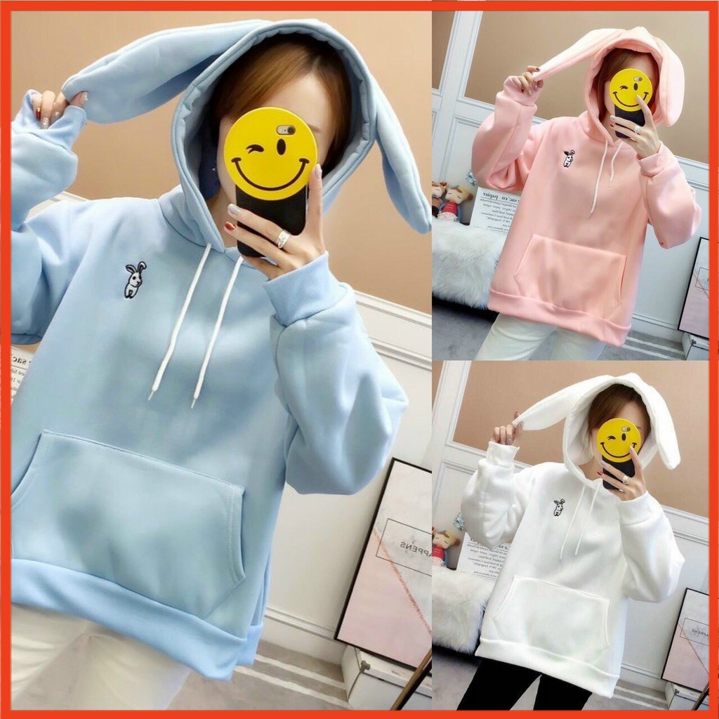 ÁO KHOÁC HOODIES NỮ TAI THỎ CỰC CUTE NHIỀU MÀU AO HOODIE FREE SIZE DƯỚI 60KG
