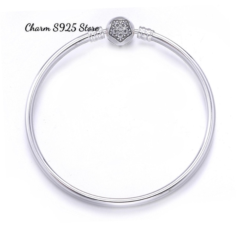 Vòng tay charm pan cứng ngôi sao đính đá bạc s925