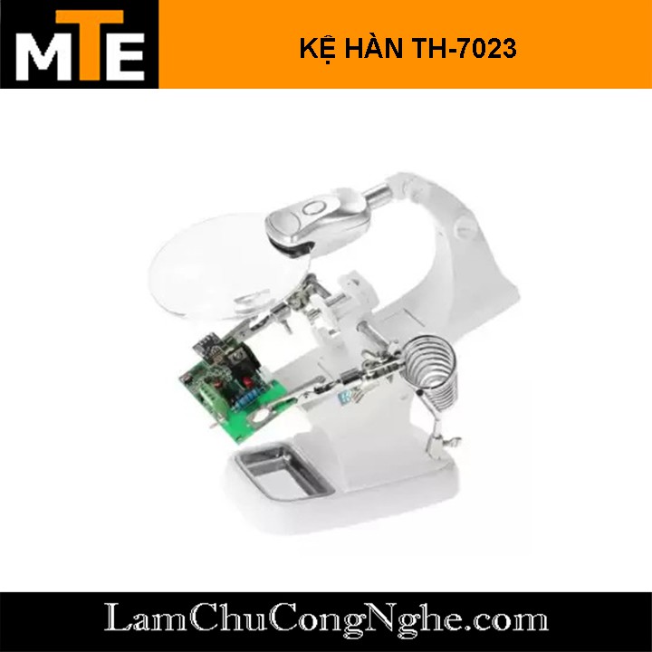 Kệ hàn loại xịn có Giá đỡ mỏ hàn + Tay kẹp + Kính lúp + Đèn led TH-7023