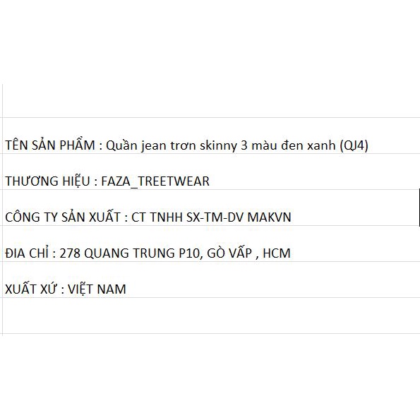 Quần jean trơn skinny 3 màu đen xanh (QJ4)