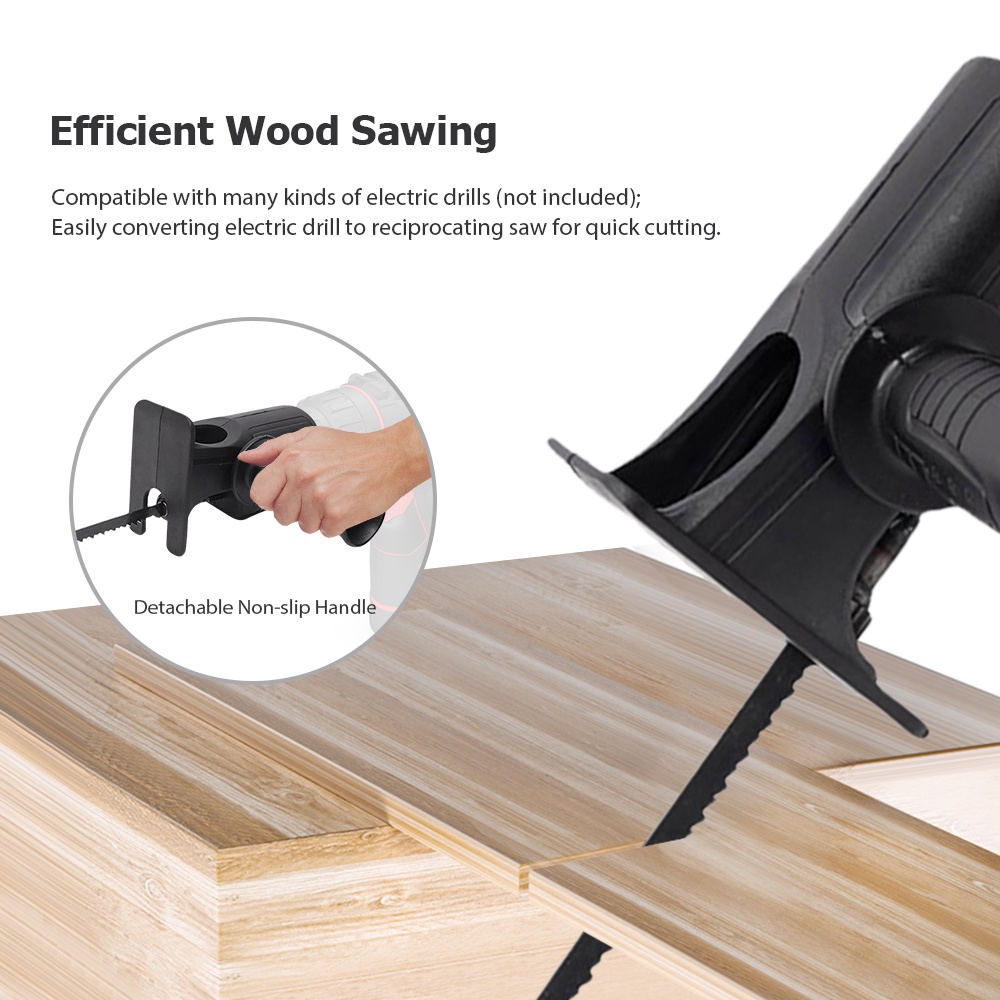 Bộ chuyển đổi máy khoan điện DIYMORE + 3 lưỡi cưa màu đen tiện dụng