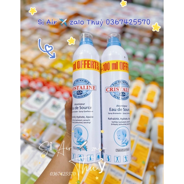 (Hàng air ✈️ đủ bill) Xịt khoáng Cristaline cho bé chai 400ml