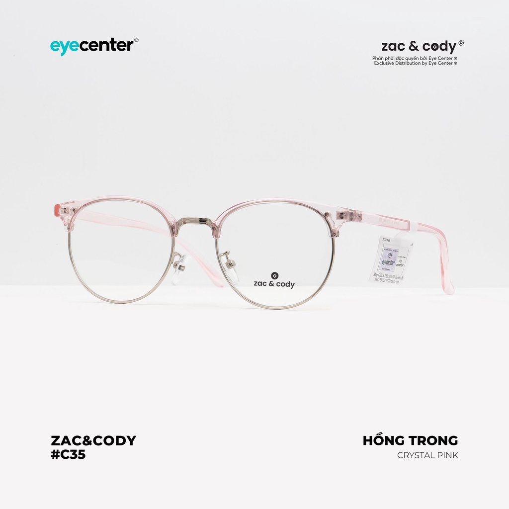 Gọng kính cận nam nữ chính hãng C35-S by ZAC & CODY nhựa dẻo nhập khẩu by Eye Center