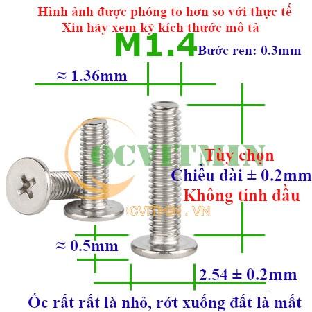 14C# - Ốc Bake Đầu Dẹp Mỏng M1.4 M1.6 Inox 304 Hơi Hút Nam Châm