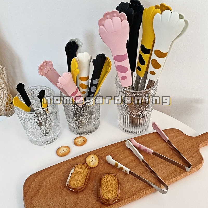 Kẹp Gắp Thức Ăn Bằng Thép Không Gỉ Hình Chân Mèo Hoạt Hình Dễ Thương