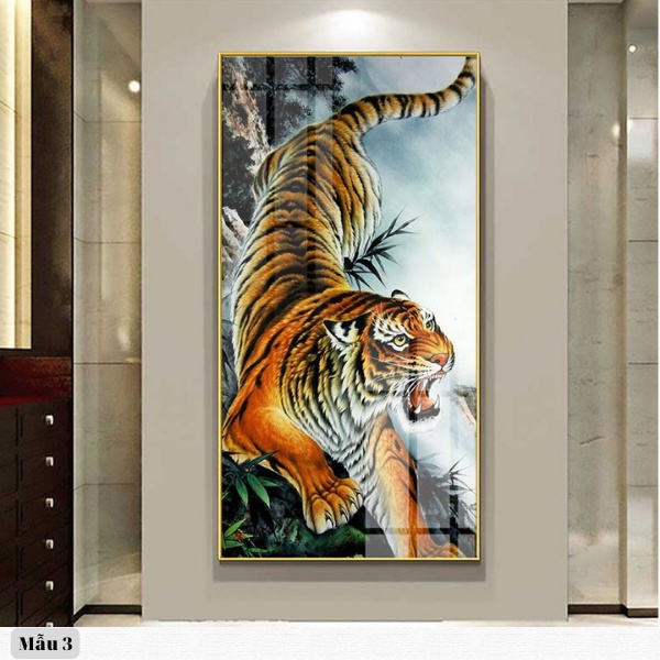Tranh Laminate Tráng Gương - Dành Cho Người Tuổi Dần - Mãnh Hổ Xuống Núi