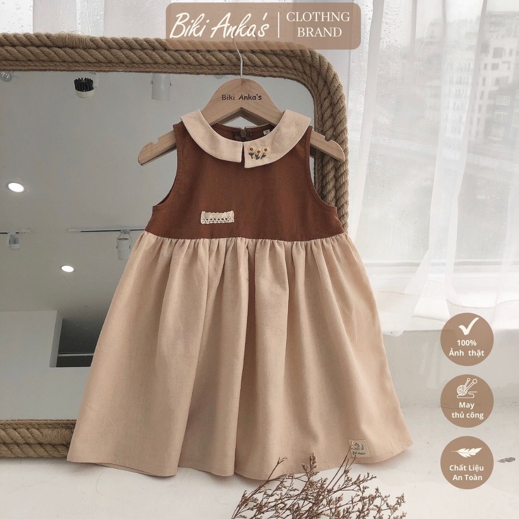Váy đầm thiết kế cho bé gái BIKI ANKA'S đi chơi handmade vintage Daizy