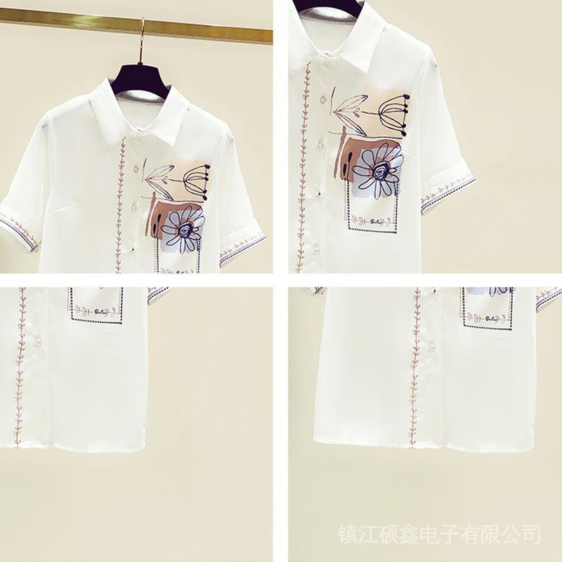 Áo Sơ Mi Chiffon Tay Ngắn Màu Trắng Phong Cách Thời Trang Mới 2022 Dành Cho Nữ