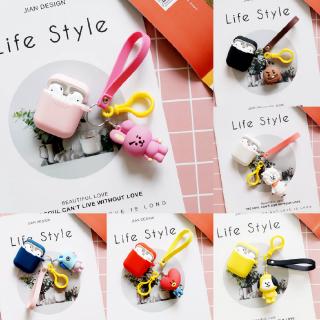 Vỏ bọc silicon bảo vệ hộp sạc tai nghe Airpods hình KPOP BTS BT21 có móc khóa tiện dụng