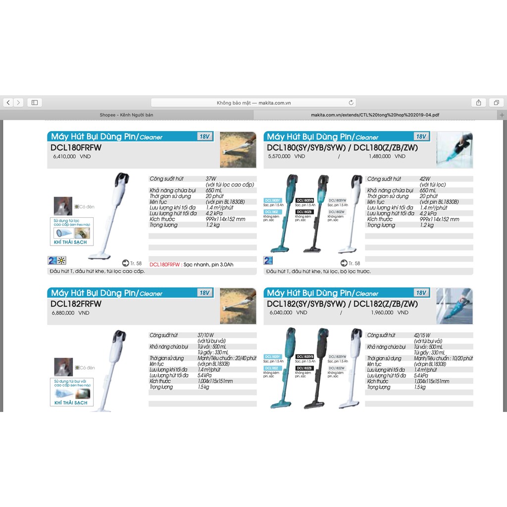 Thân Máy hút bụi makita Dcl 180zb ( màu xanh)| | chưa bao gồm pin, sạc, Tặng đế gắn máy lên tường | BigBuy360 - bigbuy360.vn