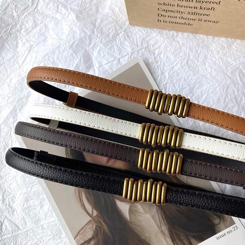 Đai váy bản nhỏ 1.3cm Meo shop nốt nhạc mặt vàng ĐV013 eo nhỏ to - thắt lưng nịt váy áo dạ vest blazer đầm rộng